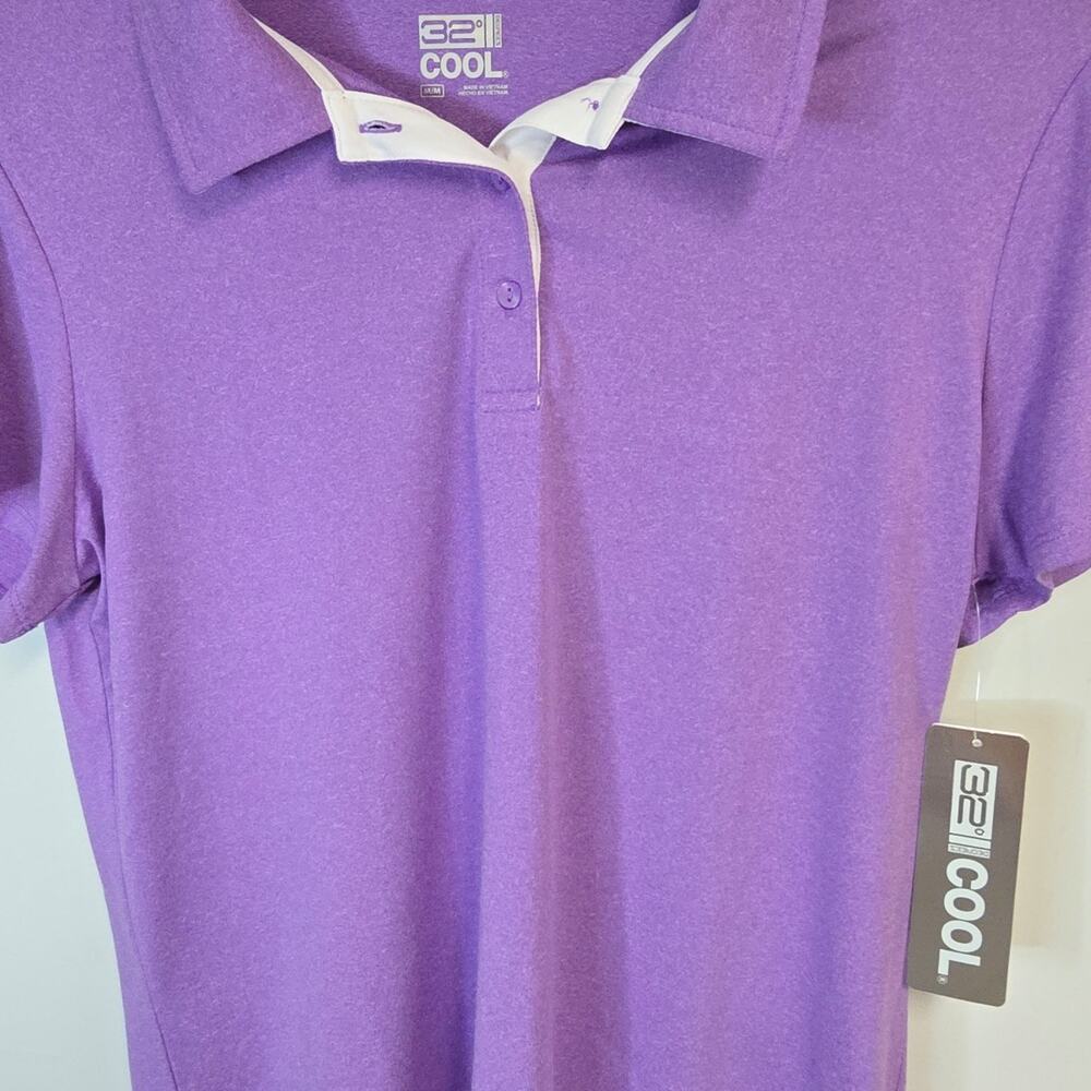 32 Degrees Cool short-sleeve polo shirt in a vibrant purple shade size M NWT - Picture 5 of 7